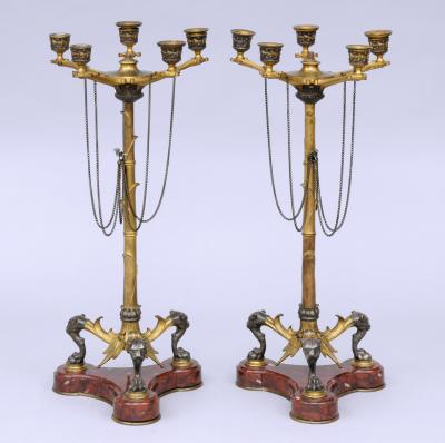 Antique English Pair Renaissance Revival Candelabra