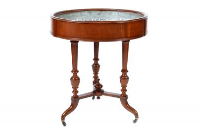 Antique English Round Walnut Garden Planter England 19th Century