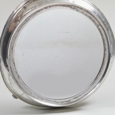 Antique English Silver Plate Circular Shape Mirrored Plateau