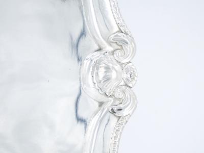 Antique English Silver Plated Footed Oval Shape Serving Tray
