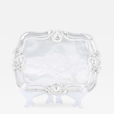 Antique English Silver Plated Footed Oval Shape Serving Tray