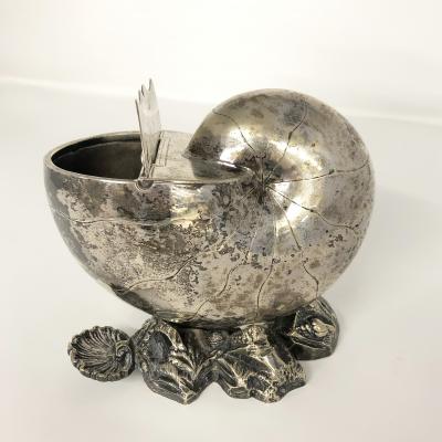 Antique English Silver Plated Nautilus Shell Spoon Warmer