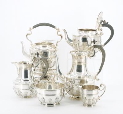 Antique English Sterling Silver 6 Piece Tea Coffee Service Goldsmiths London