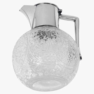 Antique English Sterling Silver Glass Claret Jug John Grinsell Birmingham 1910