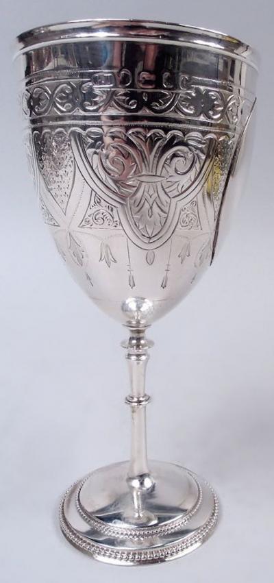 Antique English Victorian Classical Sterling Silver Goblet 1865