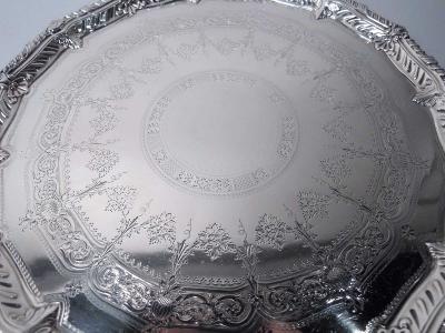 Antique English Victorian Georgian Sterling Silver Salver 1892