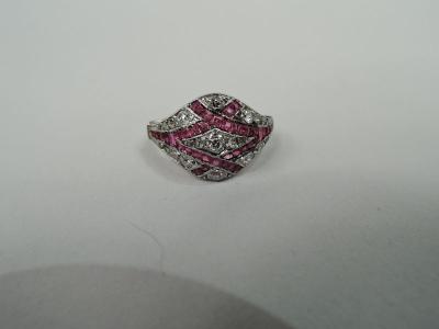 Antique English Victorian Platinum Ruby and Diamond Ring C 1880