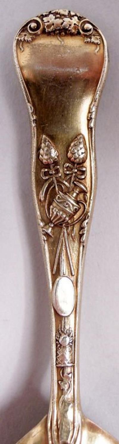 Antique English Victorian Stag Hunt Silver Gilt Tea Caddy Spoon 1871