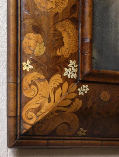 Antique English William and Mary Period Veneered Marquetry Mirror