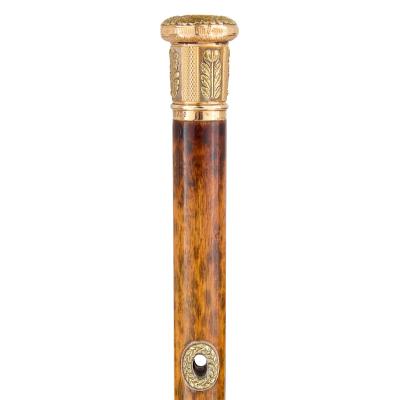 Antique English gold mounted walking stick
