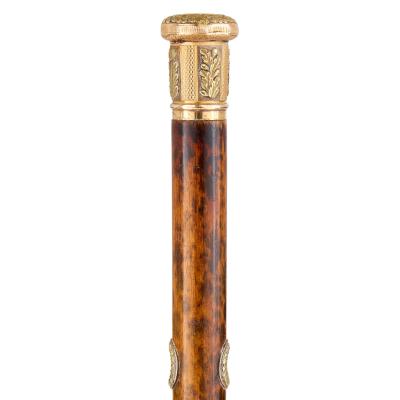 Antique English gold mounted walking stick