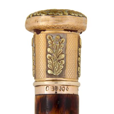 Antique English gold mounted walking stick