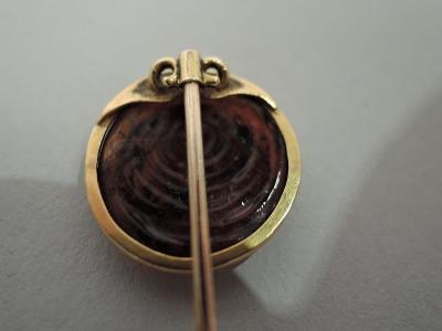 Antique European Carved Intaglio Cameo 15k Gold Stickpin C 1880