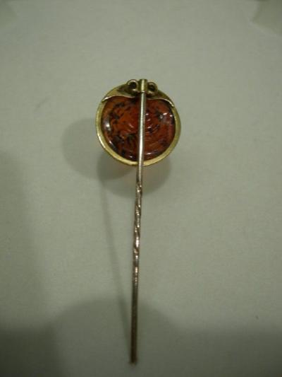 Antique European Carved Intaglio Cameo 15k Gold Stickpin C 1880