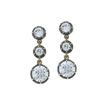 Antique European Cut Diamond Earrings