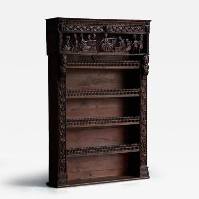 Antique Expressive Carved Bookcase France 19th Century