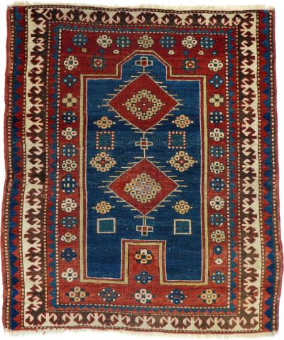 Antique Fachralo Kazak Rug 3 4 x 3 9 