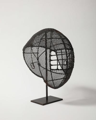 Antique Fencing Mask on Stand