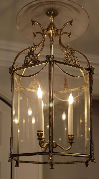 Antique Fine Quality Nineteenth Century Gilt Metal Hall Lantern
