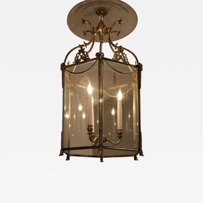 Antique Fine Quality Nineteenth Century Gilt Metal Hall Lantern