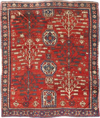 Antique Fine Very Rare Tree Kazak Rug 5 6 x 6 11 