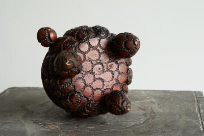 Antique Folk Art Lidded Pot in Carved Wood Early 20th Century