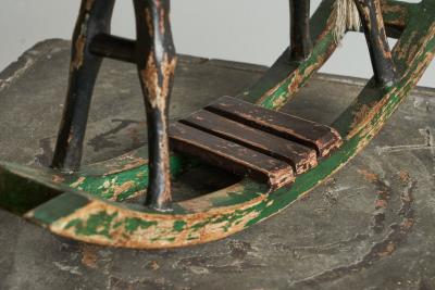 Antique Folk Art Miniature Rocking Horse in Painted Wood