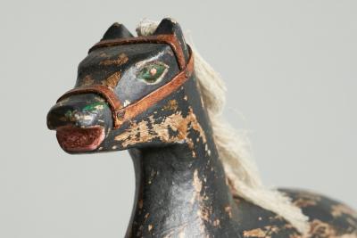 Antique Folk Art Miniature Rocking Horse in Painted Wood
