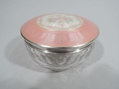 Antique Foster Bailey Enamel Sterling Silver Enamel Powder Jar