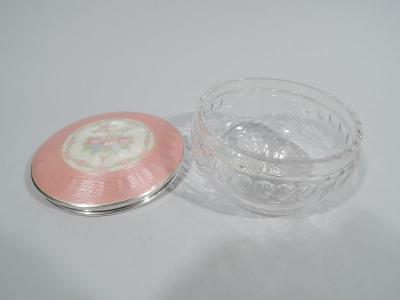Antique Foster Bailey Enamel Sterling Silver Enamel Powder Jar