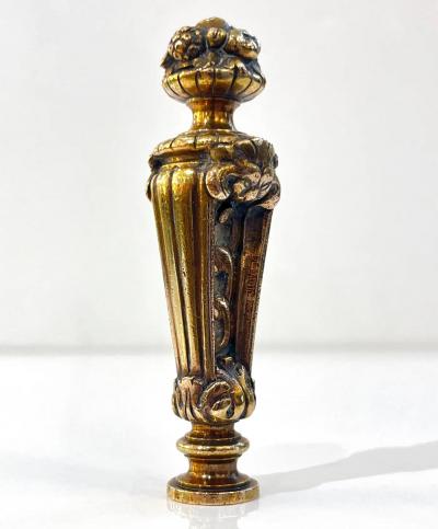 Antique French 1880s Fruits on Perforated Cast Bronze Blank Round Wax Seal Stamp