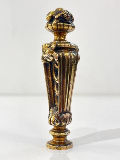 Antique French 1880s Fruits on Perforated Cast Bronze Blank Round Wax Seal Stamp