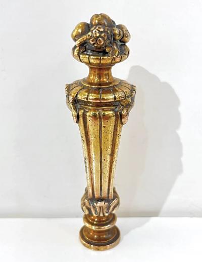 Antique French 1880s Fruits on Perforated Cast Bronze Blank Round Wax Seal Stamp