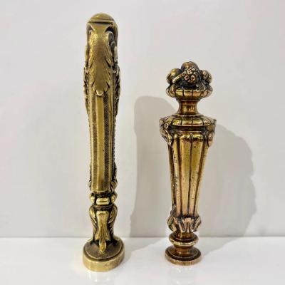 Antique French 1880s Fruits on Perforated Cast Bronze Blank Round Wax Seal Stamp