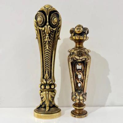 Antique French 1880s Fruits on Perforated Cast Bronze Blank Round Wax Seal Stamp