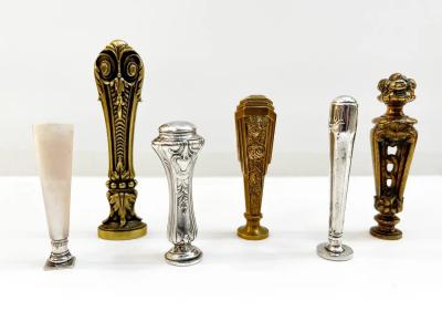 Antique French 1880s Fruits on Perforated Cast Bronze Blank Round Wax Seal Stamp