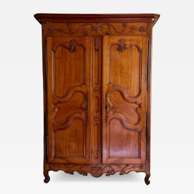 Antique French 18th C Louis XV Fruitwood Linen Press Armoire