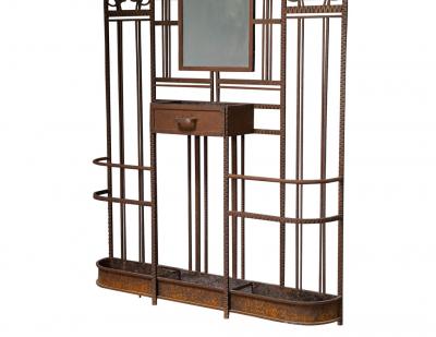 Antique French Art Deco Wrought Iron Hall Coat Stand