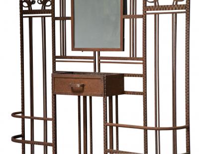 Antique French Art Deco Wrought Iron Hall Coat Stand