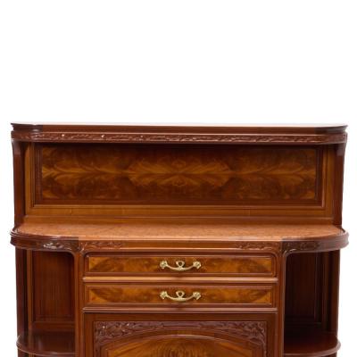 Antique French Art Nouveau Louis Majorelle Mahogany Buffet Server Cabinet
