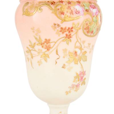 Antique French Art Nouveau Porcelain Ewer with Floral Decoration