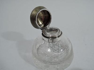 Antique French Art Nouveau Silver Enamel Inkwell