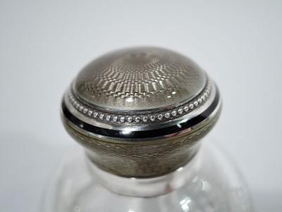 Antique French Art Nouveau Silver Enamel Inkwell