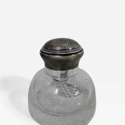 Antique French Art Nouveau Silver Enamel Inkwell