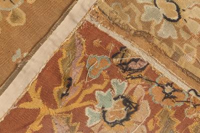 Antique French Aubusson Botanic Handmade Wool Rug