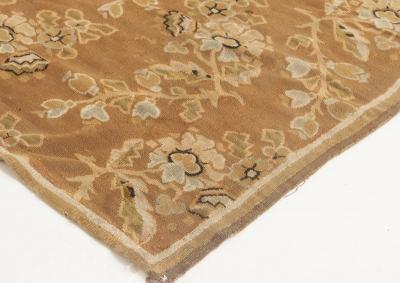 Antique French Aubusson Botanic Handmade Wool Rug
