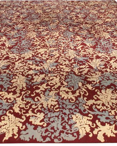 Antique French Aubusson Botanic Handmade Wool Rug
