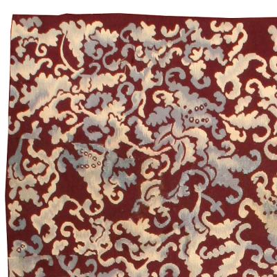Antique French Aubusson Botanic Handmade Wool Rug