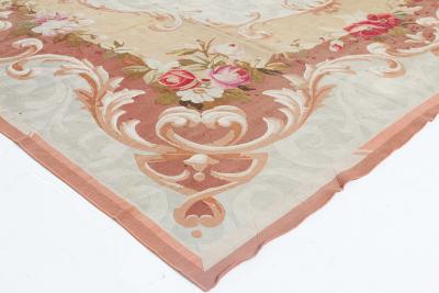 Antique French Aubusson Floral Handwoven Wool Rug