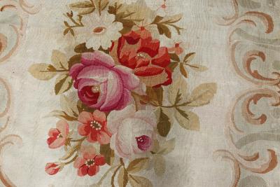 Antique French Aubusson Floral Handwoven Wool Rug